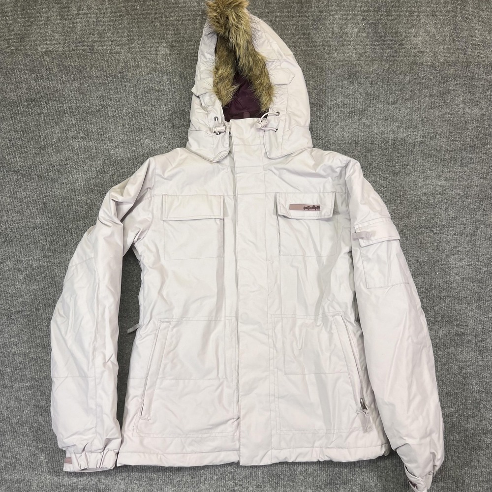 Planet Earth Jacket Womens Small Pink Parka Hooded Insulated Fur Trim Waterproof